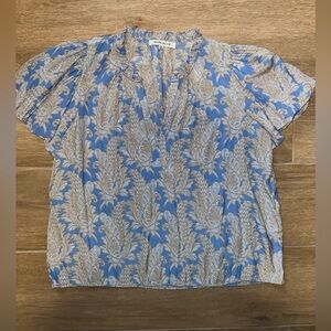 Rose & Olive Women’s Blue and White Top Medium